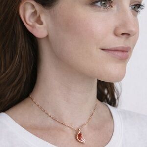 Elegant Rose Gold Teardrop Half Moon Pendant Necklace
